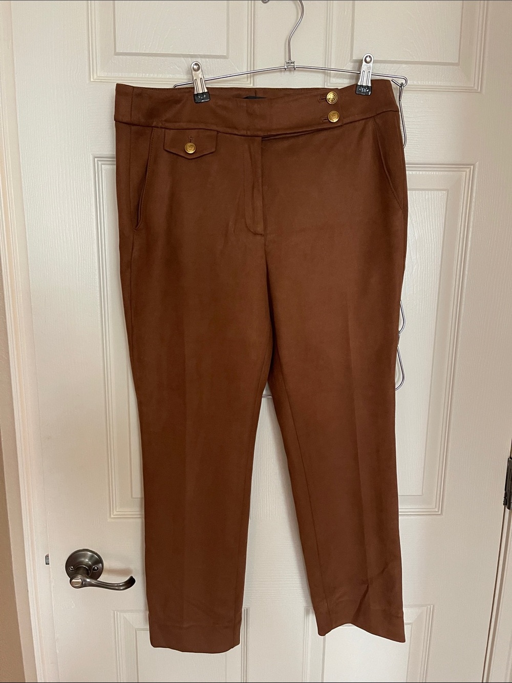 White House Black Market Brown Faux suede High-Rise Tailored Women's Trousers